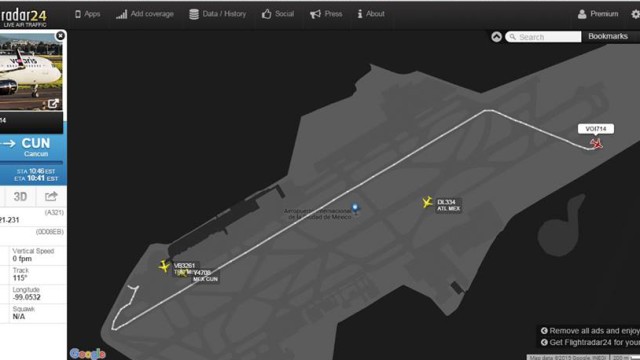 Trás el incidente, la aeronave fue aislada en la zona de seguridad del aeropuerto de la Ciudad de méxico