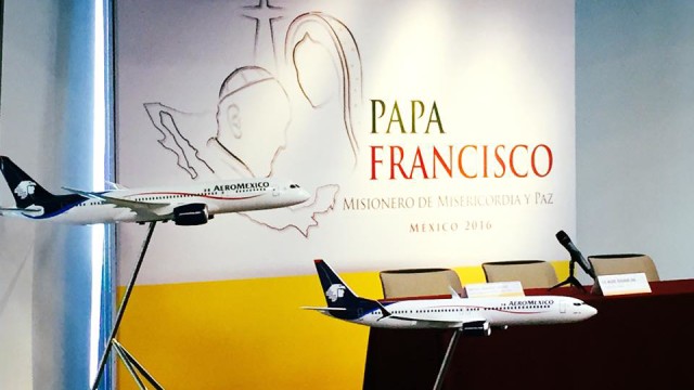 Aeromexico fue la línea aérea oficial para transportar al papa Francisco en su visita a México. 