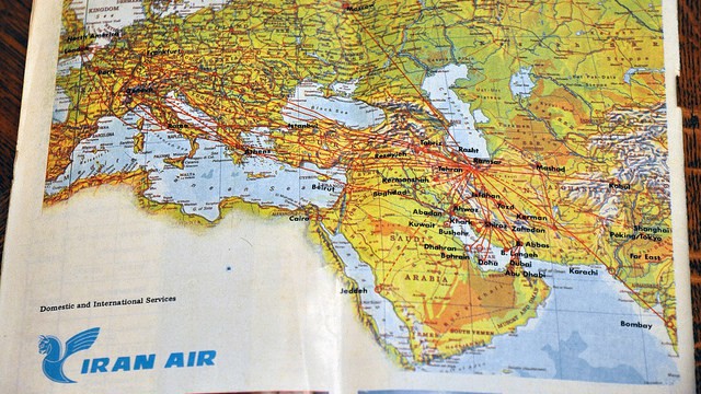 Mapa de rutas de Iran Air en 1973 (Caribb Flickr)