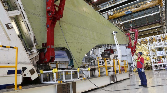 The A330 Neo wing emerges from the East Factory jig