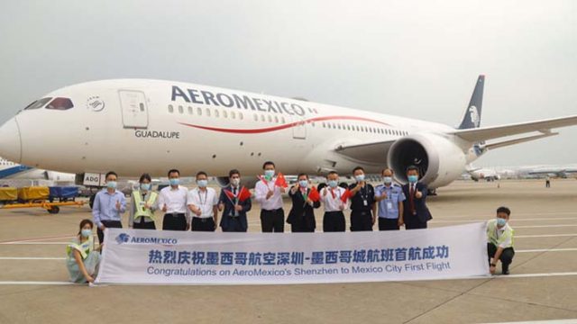 Aeroméxico aterriza en Shenzhen, China, por primera ocasión