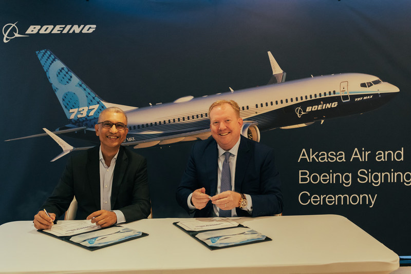 Akasa Air anuncia pedido por 72 equipos Boeing 737 MAX