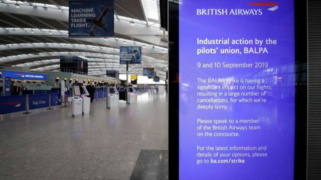 British Airways cancela la mayoría de sus vuelo a causa de huelga de pilotos