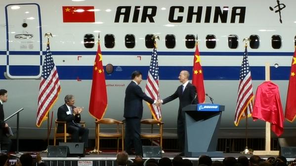 Boeing recibe al Presidente de China y anuncia pedidos de aviones y mayor colaboración con la industria aeronáutica del país