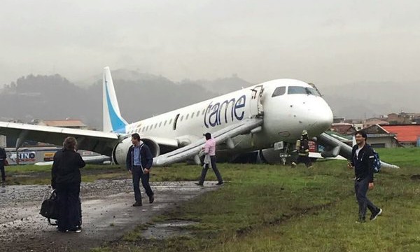 E190 de TAME se sale de pista en Cuenca