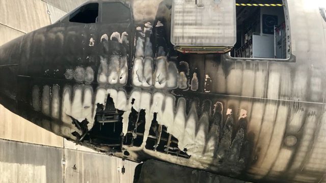 A340 sufre daños tras incendio de tractor de remolque