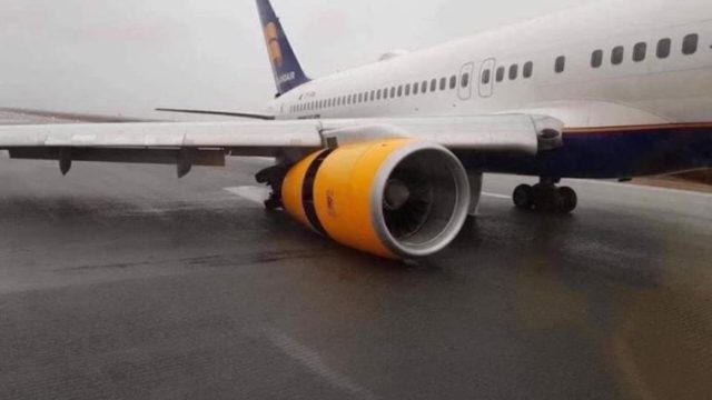 Colapsa tren de aterrizaje de un Boeing 757 de Icelandair