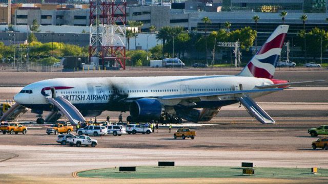 Grieta en motor causó incendio de B777 de British Airways en Las Vegas