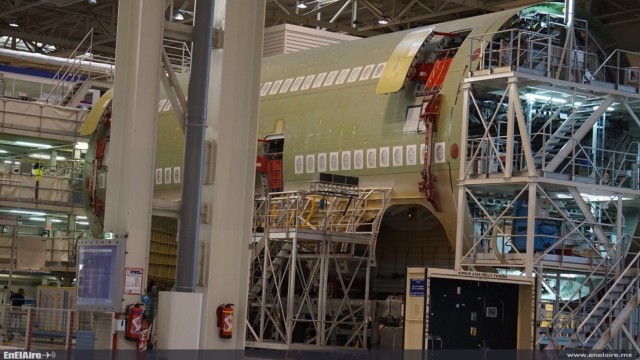 Sección central del fuselaje del  A380 antes de ser ensamblado con las 5 piezas restantes.