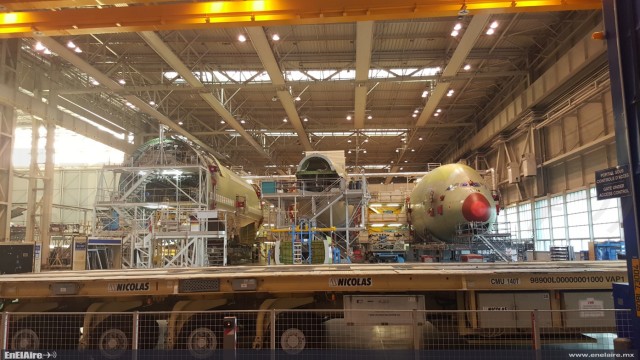 En el complejo Jean-Luc Lagardere se ensambla el Airbus A380 a partir de 6 piezas.